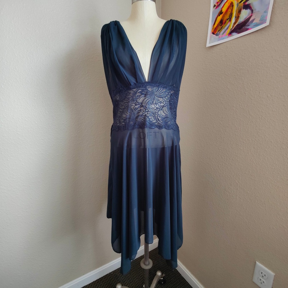 Victorias‎ Secret Sheer Chiffon Lace Slip Dress Babydoll Handkerchief Whimsygoth